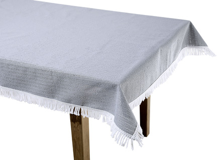 Gartentischdecken - Wind- und wetterfeste Gartentischdecke mit Fransenabschluss, in Größe 110 (Tischdecke, 110x140 cm) bis 190 (Tischdecke oval, 140x190 cm), in Farbe TANNE – Farbe GRAU – Ansicht 
