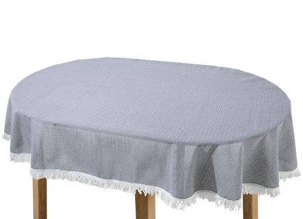 Gartentischdecken - Wind- und wetterfeste Gartentischdecke mit Fransenabschluss, in Größe 110 (Tischdecke, 110x140 cm) bis 190 (Tischdecke oval, 140x190 cm), in Farbe TANNE – Farbe GRAU – Ansicht 