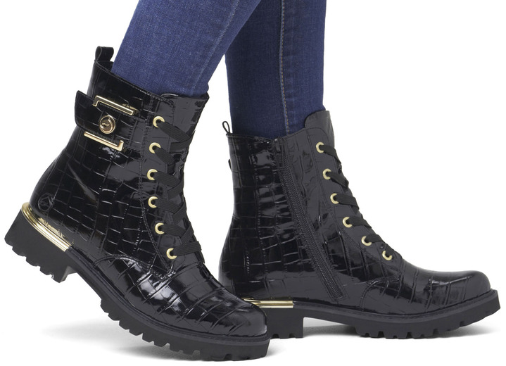 Stiefel & Stiefeletten - Remonte, stylische Damen-Stiefeletten, Winterschuhe, Weite G, mit herausnehmbarem Fußbett, in Größe 036 bis 042, in Farbe SCHWARZ-GOLD Ansicht 10