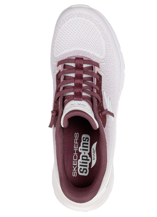Slipper & Schnürschuhe - SKECHERS, trendige Damen-Sneaker, mit geformter Slip-Ins Fersenplatte, in Größe 036 bis 041, in Farbe WEISS-BORDEAUX Ansicht 2