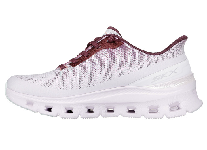 Slipper & Schnürschuhe - SKECHERS, trendige Damen-Sneaker, mit geformter Slip-Ins Fersenplatte, in Größe 036 bis 041, in Farbe WEISS-BORDEAUX Ansicht 5