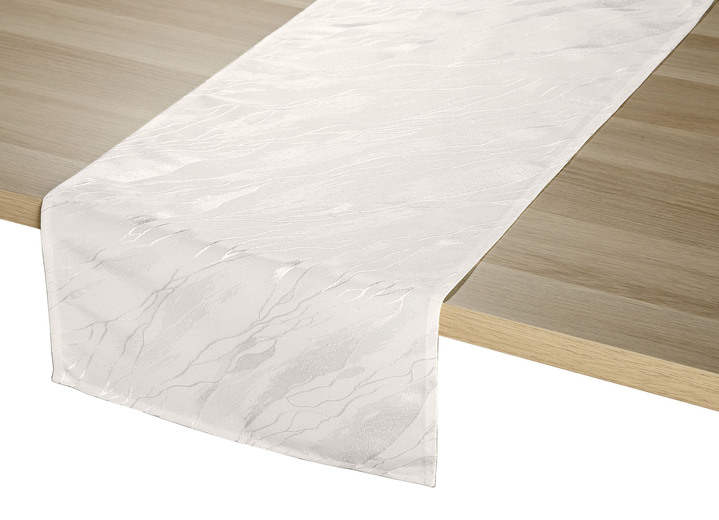 Tischdecken - Dezente Tischdecke in Marmor-Optik, in Größe 100 (Läufer, 40/150 cm) bis 404 (Kissenbezug, 40/ 40 cm), in Farbe BLAU Ansicht 13