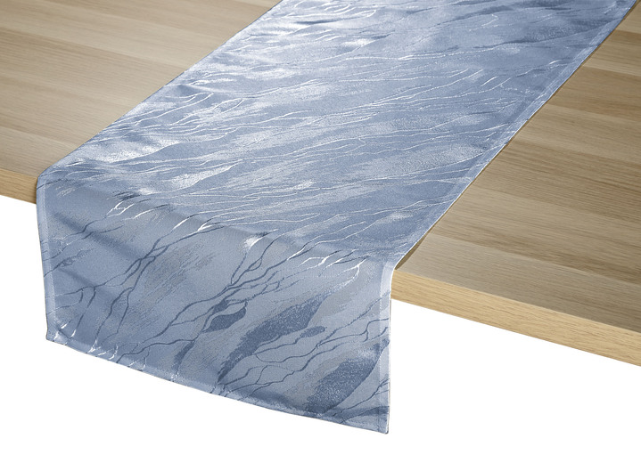 Tischdecken - Dezente Tischdecke in Marmor-Optik, in Größe 100 (Läufer, 40/150 cm) bis 404 (Kissenbezug, 40/ 40 cm), in Farbe BLAU Ansicht 16