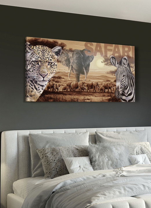 Tiere - Hochwertiges Leinwandbild auf Keilrahmen, in Farbe BRAUN-SCHWARZ-BEIGE Ansicht 1