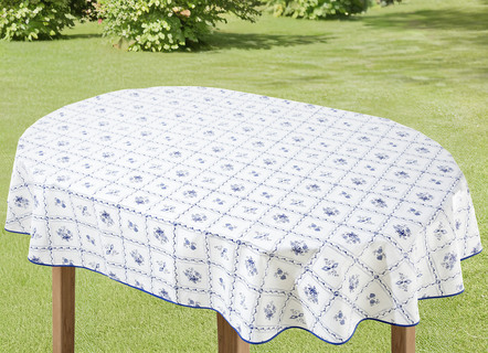 Tischdecken - Wachstuch-Tischdecke in pflegeleichter Qualität, in Größe 110 (Tischdecke, 110x140 cm) bis 190 (Tischdecke oval, 140x190 cm), in Farbe BLAU-WEISS – Farbe BLAU-WEISS – Ansicht 