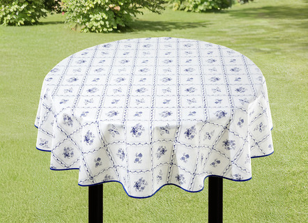 Tischdecken - Wachstuch-Tischdecke in pflegeleichter Qualität, in Größe 110 (Tischdecke, 110x140 cm) bis 190 (Tischdecke oval, 140x190 cm), in Farbe BLAU-WEISS – Farbe BLAU-WEISS – Ansicht 