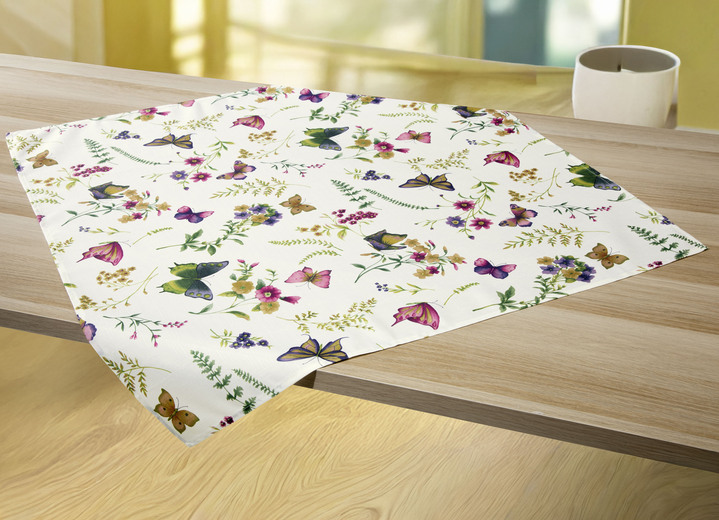 Heimtextilien - Frühlingshaft bedruckte Tisch- und Raumdekoration Ansicht 5 Heimtextilien - Frühlingshaft bedruckte Tisch- und Raumdekoration, in Größe 146 (Läufer, 40x140 cm) bis 450 (Stuhlkissen, 42x 42 cm), in Farbe CREMÉ/BUNT Ansicht 5