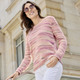 Langarm - Pullover aus Melangegarn, in Größe 036 bis 052, in Farbe GRÜN-BRAUN-MULTICOLOR – Farbe ROSA-GRÜN-MULTICOLOR – Ansicht 1