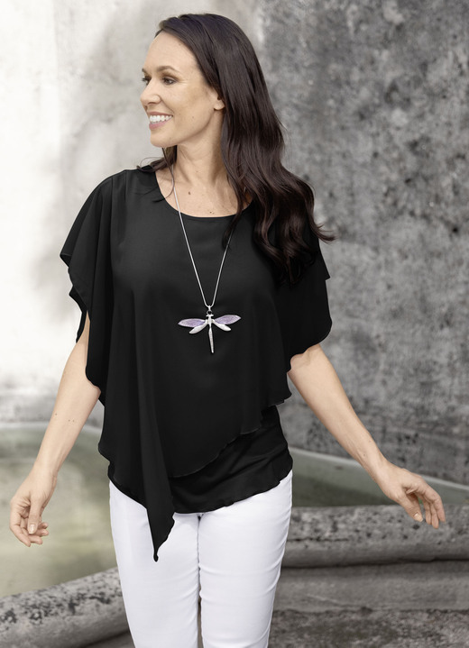 Tuniken - Unifarbene Poncho-Tunika, in Größe 036 bis 054, in Farbe ECRU Ansicht 9