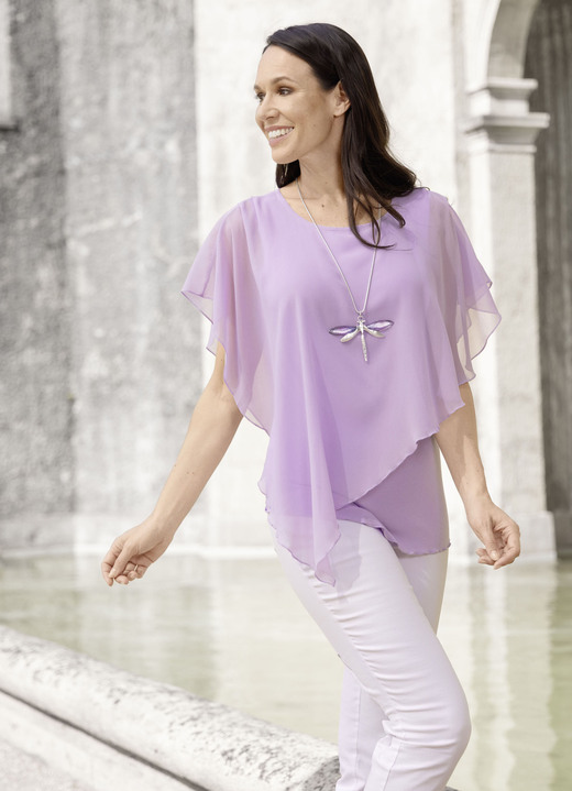 Tuniken - Unifarbene Poncho-Tunika, in Größe 036 bis 054, in Farbe ECRU Ansicht 4