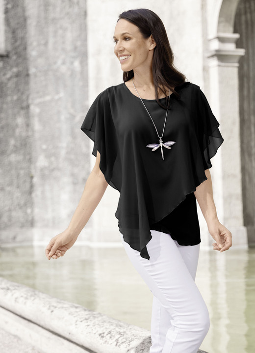 Tuniken - Unifarbene Poncho-Tunika, in Größe 036 bis 054, in Farbe ECRU Ansicht 8