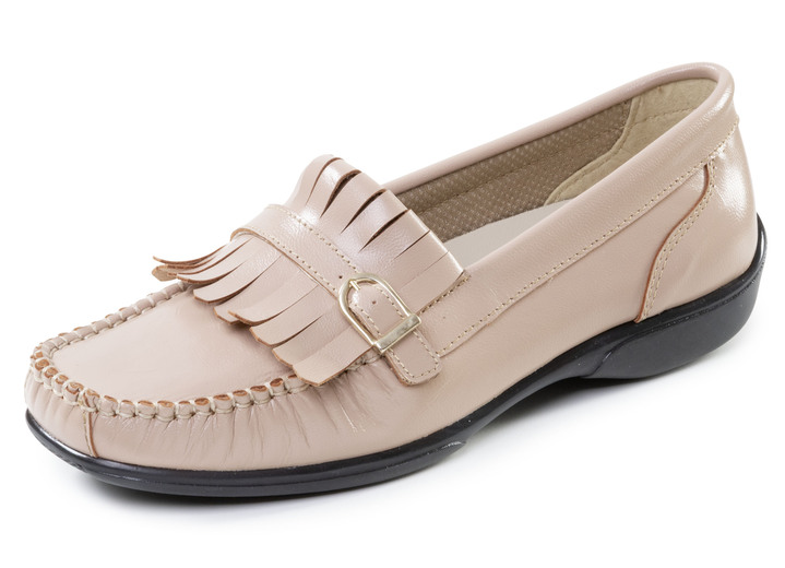 Damen - ELENA EDEN, klassische Damen-Slipper, Weite H, mit herausnehmbarem Lederfußbett, in Größe 036 bis 042, in Farbe DUNKELBEIGE Ansicht 1