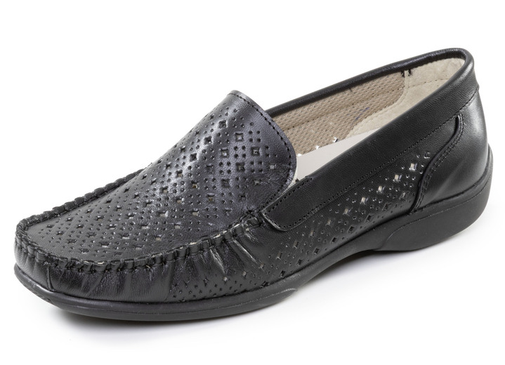 Slipper & Schnürschuhe - ELENA EDEN, sommerliche Damen-Slipper, Weite H, mit herausnehmbarem Fußbett, in Größe 036 bis 042, in Farbe SCHWARZ Ansicht 1