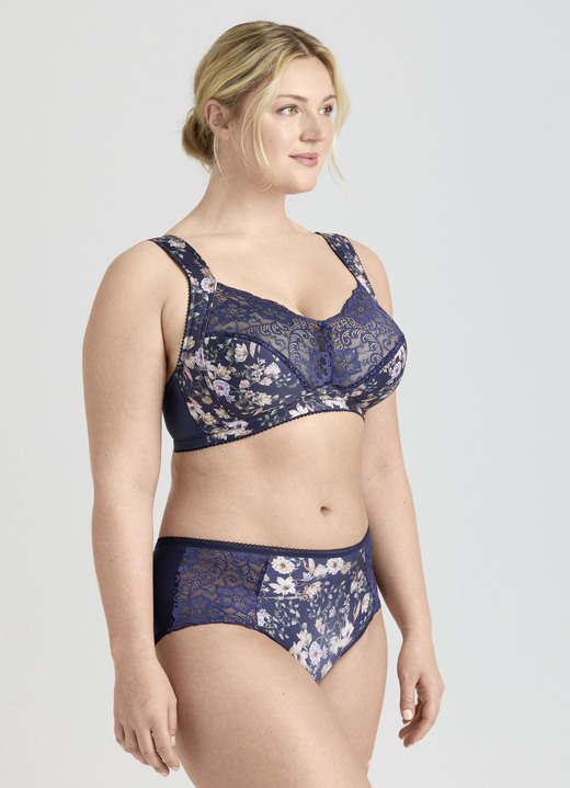 BH mit Spitze - Miss Mary BH mit farbharmonischem Floraldessin, in Größe 075 bis 105, in Cup D, in Farbe MARINE-BUNT Ansicht 3