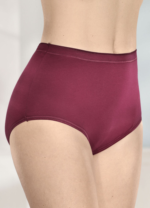 Damen - brio lingerie Fünferpack Slips mit elastischen Abschlüssen, in Größe 040 bis 058, in Farbe 3X BORDEAUX, 2X SCHWARZ Ansicht 1