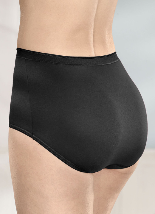 Damen - brio lingerie Fünferpack Slips mit elastischen Abschlüssen, in Größe 040 bis 058, in Farbe 3X BORDEAUX, 2X SCHWARZ Ansicht 4