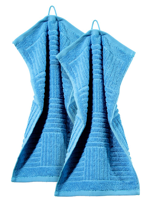 Frottier Handtücher - Flauschig weiche Frottier-Serie mit Hoch-Tief-Struktur, in Größe 200 (2 Handtücher, 50/100 cm) bis 204 (1 Duschtuch, 70/140 cm), in Farbe BLAU Ansicht 15