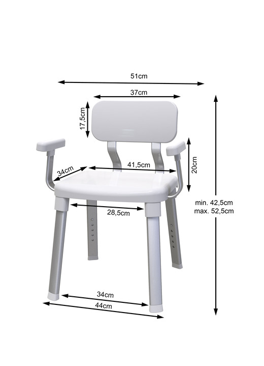 Badhilfen - Dusch- und Badestuhl für sicheres Duschen und Baden, in Farbe WEISS-ALU Ansicht 3