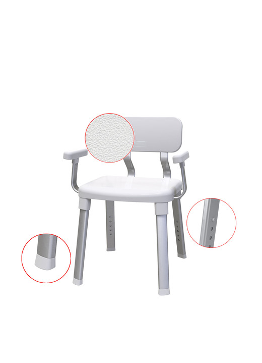Badhilfen - Dusch- und Badestuhl für sicheres Duschen und Baden, in Farbe WEISS-ALU Ansicht 2