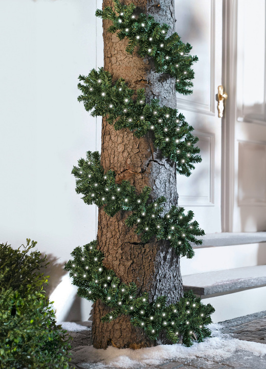 Weihnachten - Tannen-Girlande mit LED-Beleuchtung, in Farbe GRÜN
