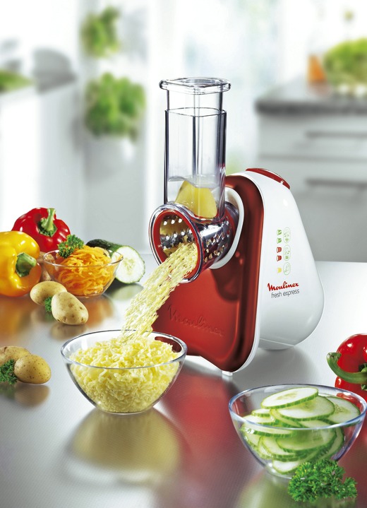 Küchengeräte - Moulinex Multireibe Ansicht 2 Küchengeräte - Moulinex Multireibe, in Farbe ROT-WEISS Ansicht 2