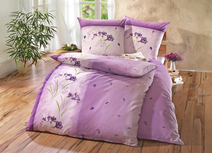 Bettwäschegarnituren - Bügelleichte DOBNIG Bettwäsche-Garnitur mit Reißverschluss Ansicht 2 Bettwäschegarnituren - Bügelleichte DOBNIG Bettwäsche-Garnitur mit Reißverschluss, in Größe 111 (40/80 cm + 135/200 cm) bis 412 (Sparset, 4-teilig), in Farbe FLIEDER Ansicht 2
