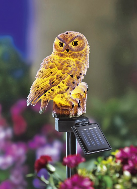 Gartenbeleuchtung - Solar-Schnee-Eule aus Polyresin, in Farbe WEISS Ansicht 2