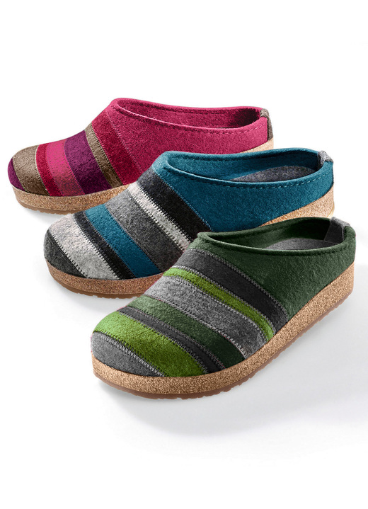 Hausschuhe - Haflinger Hausschuh aus Wollfilz, in Größe 036 bis 046, in Farbe TÜRKISBLAU Ansicht 2