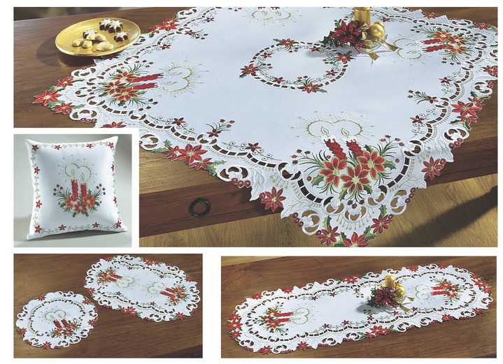 Heimtextilien - Weihnachtliche Tisch- und Raumdekoration, in Größe 140 (Läufer oval, 40/85 cm) bis 404 (Kissenbezug, 40/40 cm), in Farbe