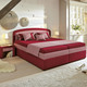 Polsterbetten - Polsterbett mit geräumigem Bettkasten, in Farbe BORDEAUX, in Ausführung Federkern-Festposter, Liegehöhe 42 cm