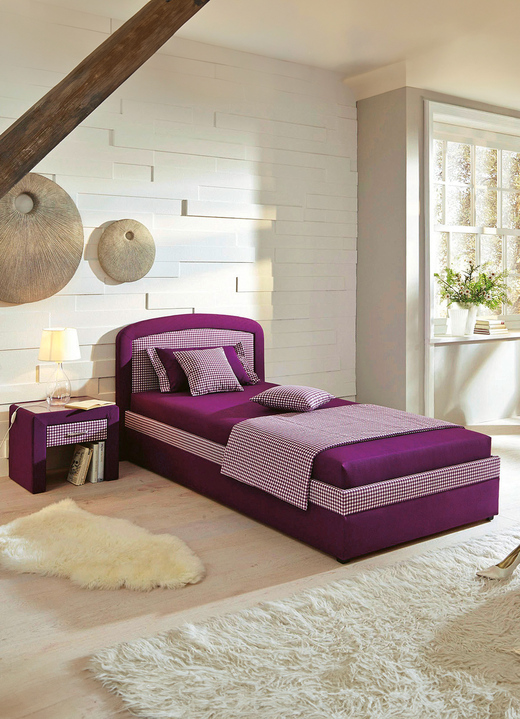 Polsterbetten - Polsterbett mit geräumigem Bettkasten, in Farbe BORDEAUX, in Ausführung Federkern-Festposter, Liegehöhe 42 cm Ansicht 4