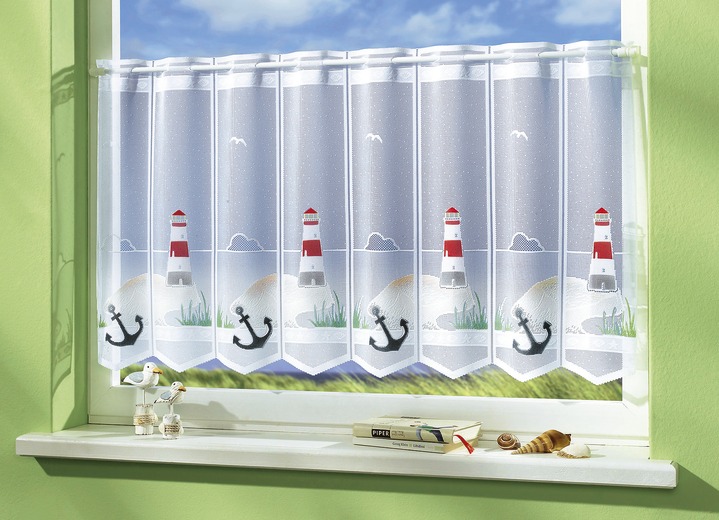 Kurzgardinen - Kurzstore mit Stangendurchzug, in Größe 788 (H45xB 98 cm) bis 858 (H60xB155 cm, in Farbe LEUCHTTURM Ansicht 2