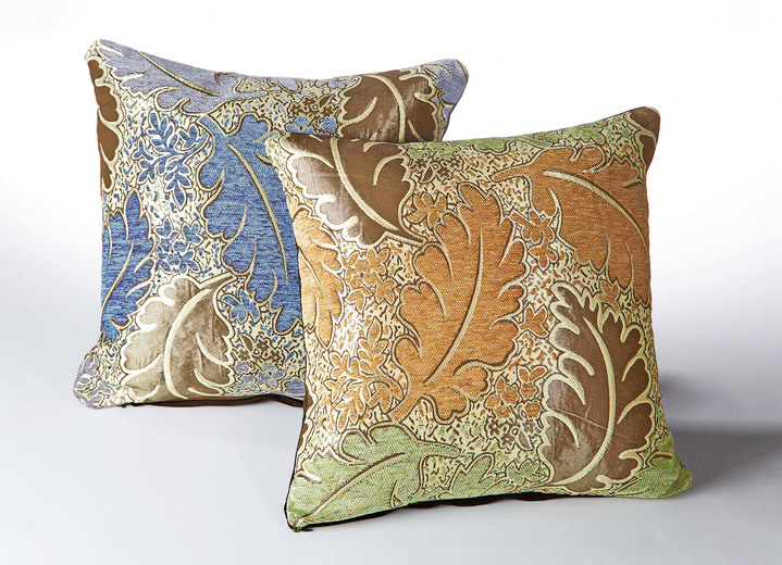 Dekokissen & Hüllen - Gewebte Kissenbezüge, 2er-Set, in Größe 105 (2 Kissenhüllen, 40x40 cm) bis 110 (2 Kissenhüllen, 50x50 cm), in Farbe BLAU Ansicht 2