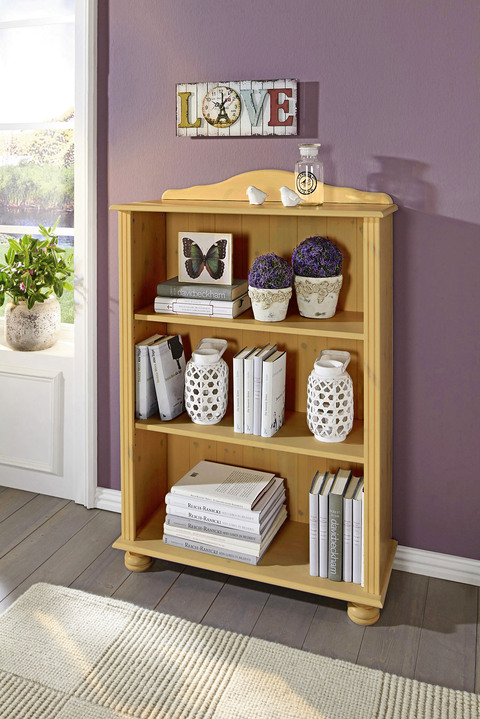 Möbel - Bücherregal aus massivem Kiefernholz, in Farbe NATUR, in Ausführung Regal, klein Ansicht 1
