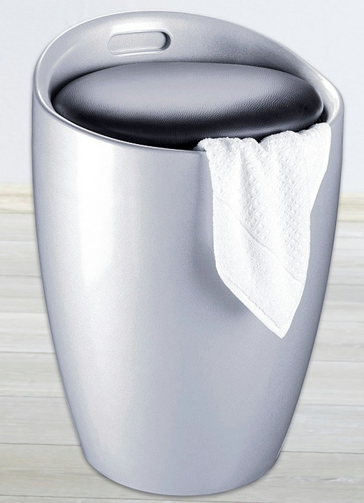 Badezimmeraccessoires - Sitzhocker mit Stauraum Ansicht 2 Badezimmeraccessoires - Sitzhocker mit Stauraum, in Farbe PETROLBLAU Ansicht 2