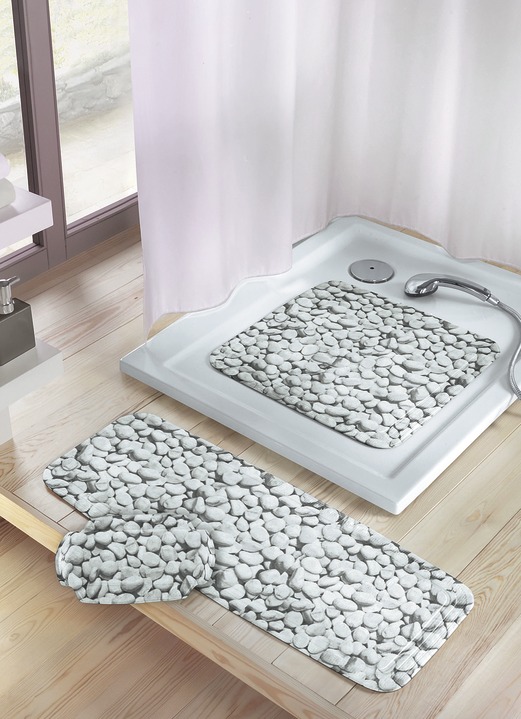 Badezimmeraccessoires - Kleine Wolke Sicherheits-Einlagen, in Größe 300 (Dusch-Einlage, 55x55 cm) bis 302 (Nackenpolster, 32x22 cm), in Farbe GRAU
