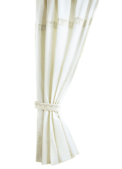 Klassisch - Übergardine mit aufgesetzter Häkelborte, in Größe 365 (H145xB135 cm) bis 899 (Raffhalter, 60 cm), in Farbe CREME, in Ausführung Mit Schlaufen Ansicht 3