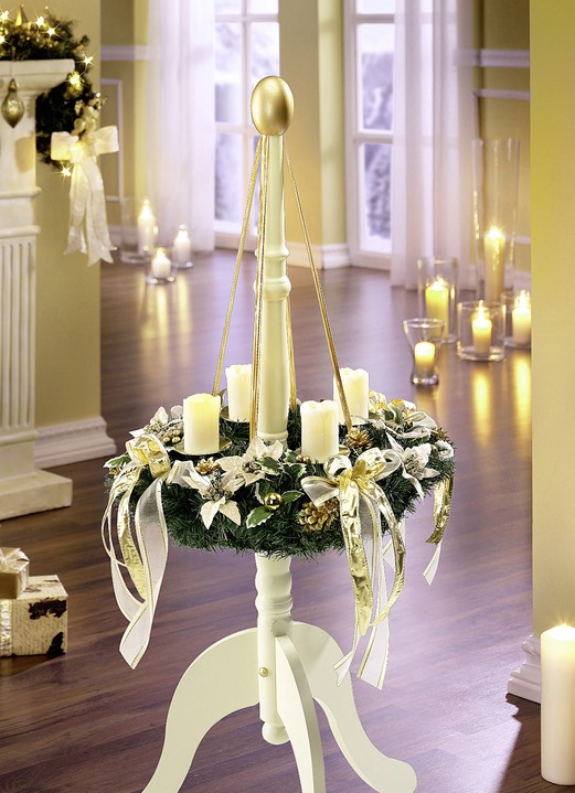 Gestecke & Kränze - Adventskranz mit üppigem Schleifenschmuck, in Farbe ROT Ansicht 2