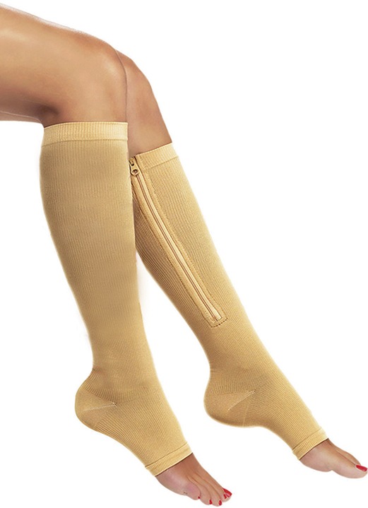 Strümpfe & Strumpfhosen - Zip Sox Kompressionsstrümpfe mit Reißverschluss Ansicht 2 Strümpfe & Strumpfhosen - Zip Sox Kompressionsstrümpfe mit Reißverschluss, in Größe 1 (36–40) bis 2 (41–44), in Farbe BEIGE Ansicht 2