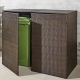 Gartengeräte und Zubehör - Doppel-Mülltonnenschrank mit witterungsbeständigem Kunststoffgeflecht, in Farbe BRAUN, in Ausführung Für 2 kleine Tonnen