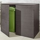 Gartengeräte und Zubehör - Doppel-Mülltonnenschrank mit witterungsbeständigem Kunststoffgeflecht, in Farbe BRAUN, in Ausführung Für 2 kleine Tonnen