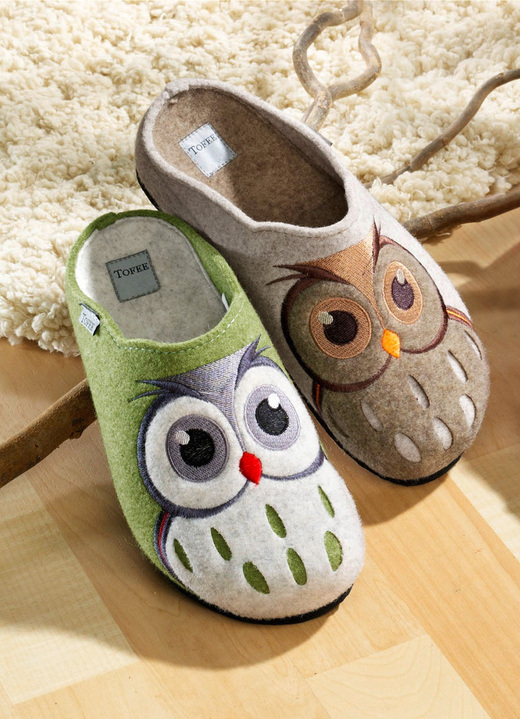 Geschenkideen - Damen-Hausschuh aus echtem Naturwollfilz, in Größe 036 bis 042, in Farbe BEIGE Ansicht 1