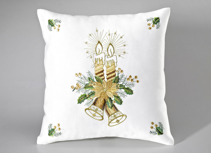 Heimtextilien - Tisch- und Raumdekoration mit Kerzen- und Glocken-Motive, in Größe 101 (Deckchen oval, 35x 50 cm) bis 404 (Kissenhülle, 40x 40 cm), in Farbe SEKT Ansicht 3