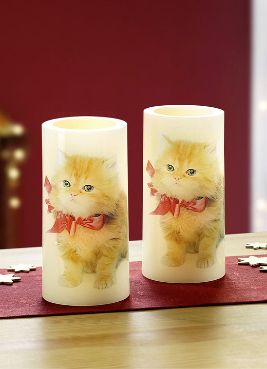 Geschenkideen - LED-Echtwachskerzen, 2er-Set, in Farbe CREME