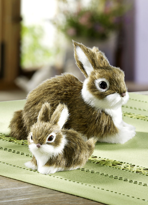 Ostern - Hasen, 2er-Set, mit weichem Kunstfell, in Farbe HELLBRAUN Ansicht 2