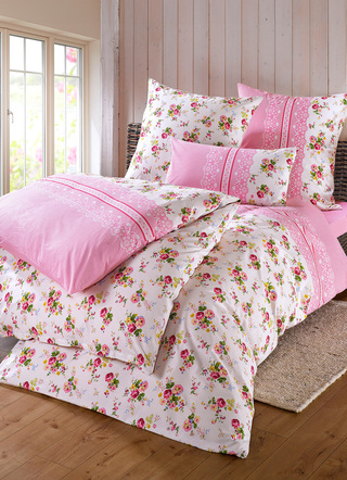 Bettwäschegarnituren - Bettwäsche-Garnitur mit Reißverschluss – Farbe ROSA – Ansicht  Bettwäschegarnituren - Bettwäsche-Garnitur mit Reißverschluss, in Größe 111 (40x80 cm + 135x200 cm) bis 412 (4-teiliges Sparset), in Farbe ROSA – Farbe ROSA – Ansicht