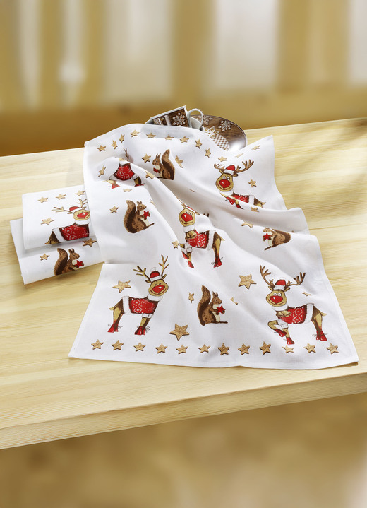 Haushaltshelfer - Geschirrtücher-Set aus 50% Leinen und 50% Baumwolle, in Farbe ROT-WEISS