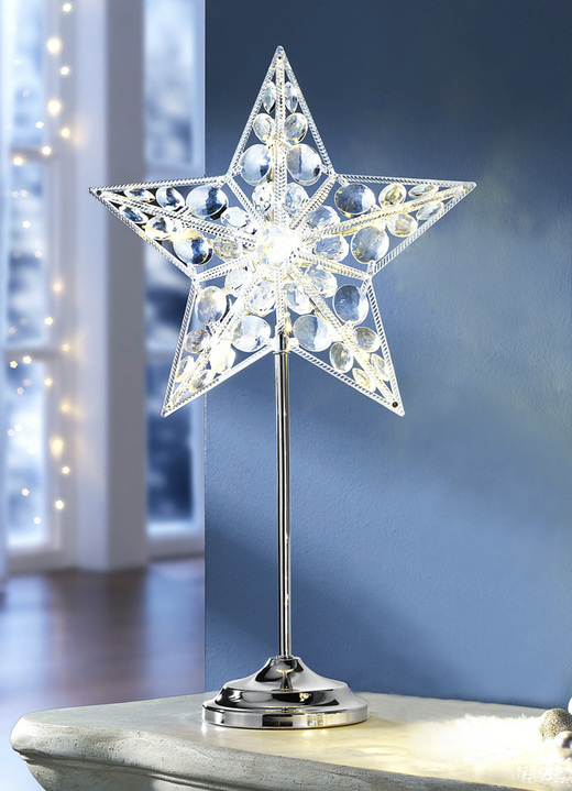 Weihnachtliche Dekorationen - LED-Sternleuchte mit Ständer aus Metall, in Farbe TRANSPARENT