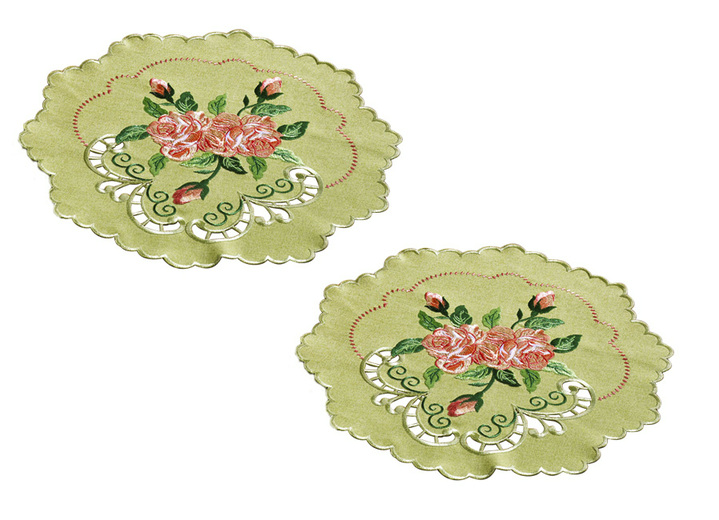 Heimtextilien - Aufwendig gearbeitete Accessoires, in Größe 101 (Deckchen, 35x 50 cm) bis 404 (Kissenbezug, 40x 40 cm), in Farbe GRÜN Ansicht 4