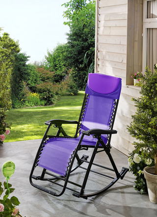 Gartenmöbel - Schaukelstuhl 2in1 – Farbe LILA – Ansicht  Gartenmöbel - Schaukelstuhl 2in1, in Farbe BEIGE – Farbe LILA – Ansicht